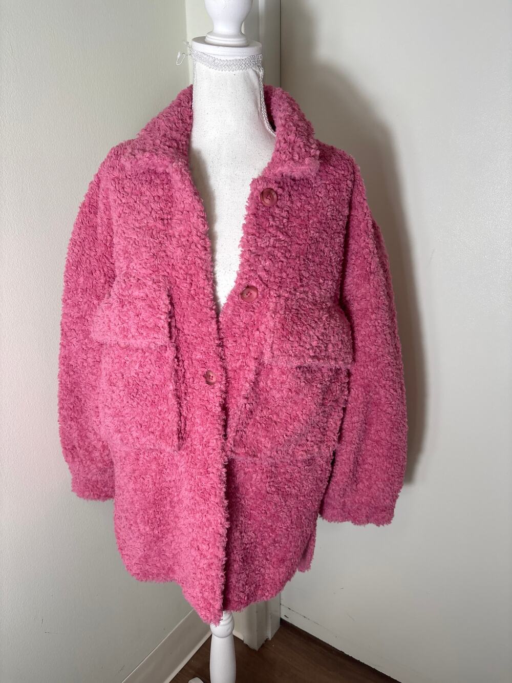 NWT English Factory Oversize Fuchsia Sherpa Jacket Sz XS